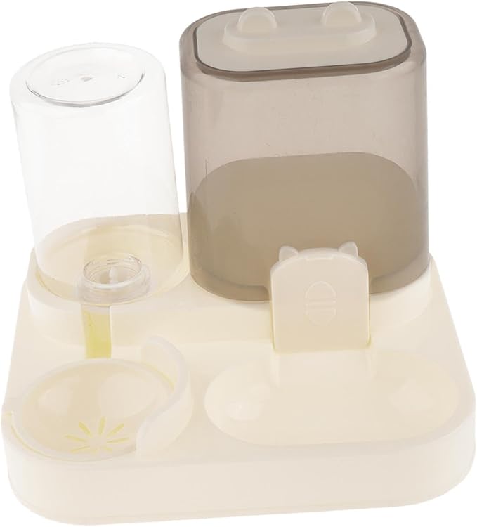 2 in 1 Automatic Pet Feeder and Water Dispenser, 1800ml Dry Food 800ml Water Capacity, Portable Cat Dog Food Bowl for Small Animals- Clear