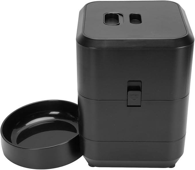 ANGGREK Timed Dry Food Dispenser, Large Capacity Timing Feeding Portion Control Automatic Pet Feeder for Dogs Cats (Black)