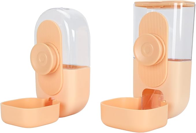 Waterer Set, Hanging Automatic Pet Water Dispenser Large Capacity Reusable Easy Clean for Rabbits for Kennel (Yellow)