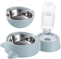 Pet Dual Water and Food Feeder Bowl for Cats and Dogs Blue Convenient Automatic Drinking and Feeding Non-Skid Design Smooth Surface for Home Decor