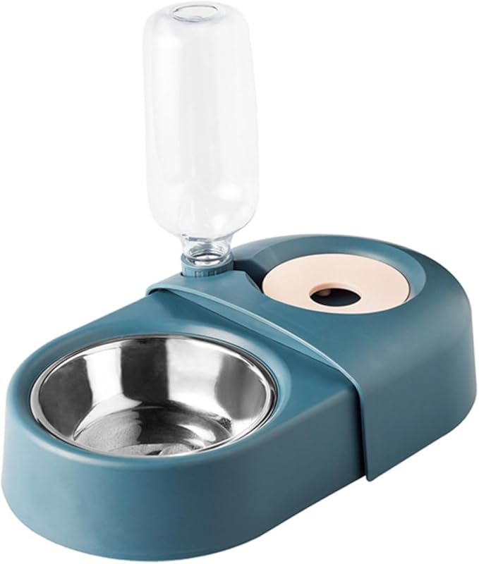 Automatic Dog Water and Food Bowl, Spill-Resistant Blue Pet Feeding Basin, Sturdy Pet Feeder Suitable for Dogs and Cats