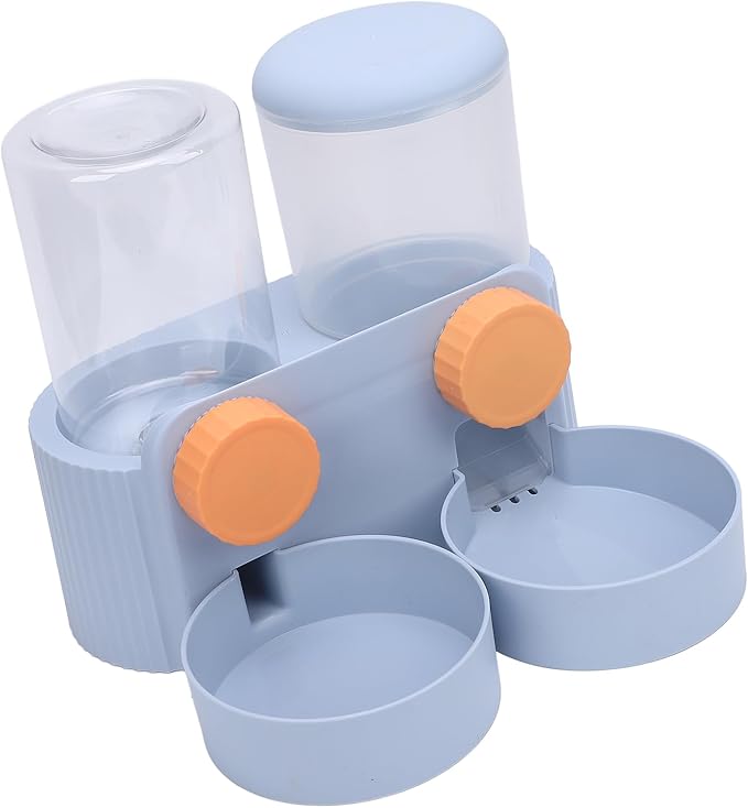 Fabater Automatic Dog Feeder, Space Saving Hanging Design Smart Feeding Schedule Automatic Cat Feeder, Pet Water Dispenser with Dual Bowl System for Small and Medium Dogs Cats (Blue)