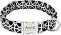 Personalized Dog Collar Nylon Print Dog Collars Customized Puppy Pet Collar Engraved Name ID for Small Medium Large Big Dogs Pug 012 Black L