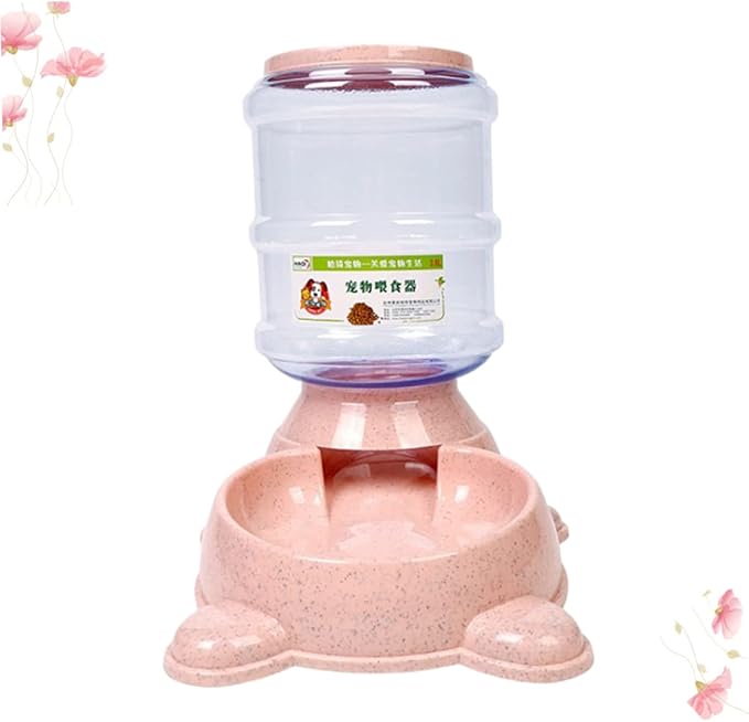Totority 1pc Automatic Pet Food Dispenser Easy Open Cover Non-Skid Base and Adorable for Dogs and Cats Refillable Container for Home and Shop Pink