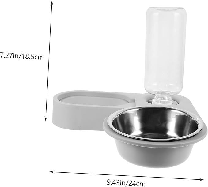 Milisten Household Cat Water Dispenser Automatic Feeder Stainless Steel Dual Bowl Design for Cats and Pets Convenient Pet Feeding Gray