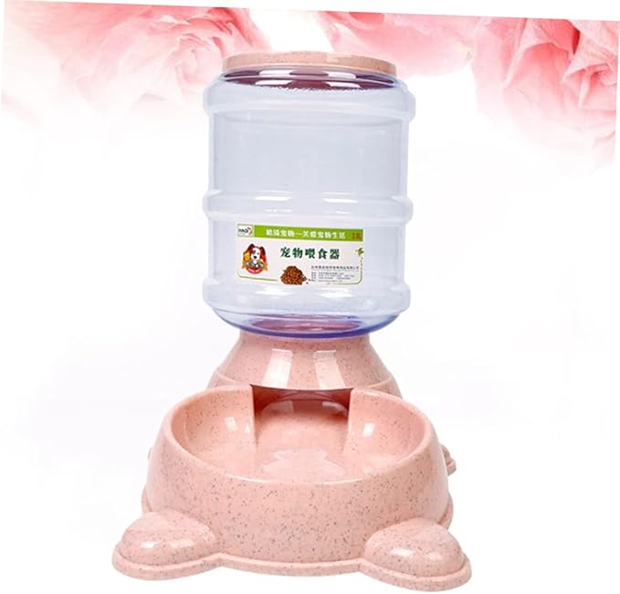 Totority 1pc Automatic Pet Food Dispenser Easy Open Cover Non-Skid Base and Adorable for Dogs and Cats Refillable Container for Home and Shop Pink