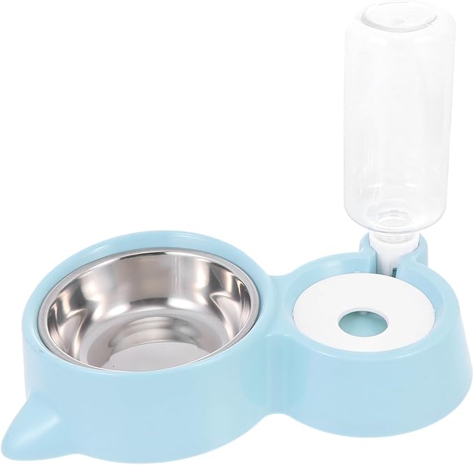 1pc Pet Feeder and Water Dispenser Practical Cat Bowl Automatic Dog Bowl Replaceable Water Bottle Choke Stainless Steel Design for Cats and Dogs