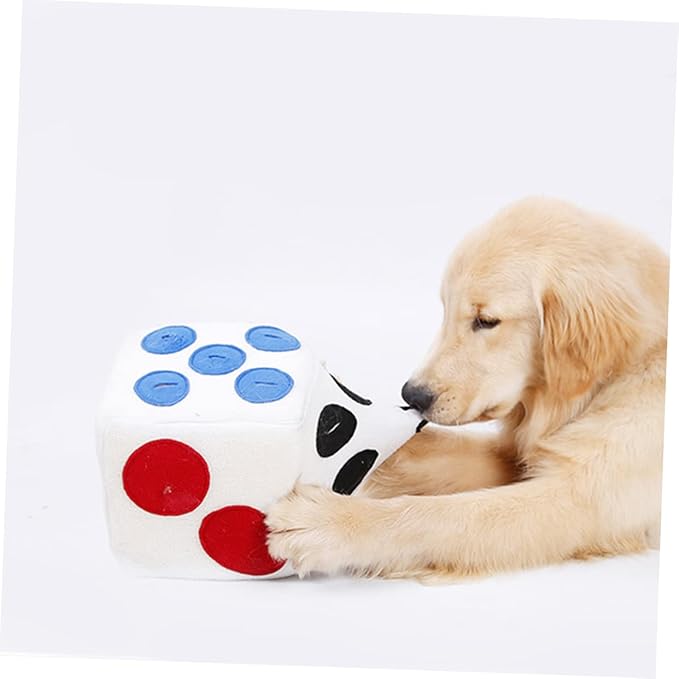 Luxshiny Dog Plush Dice for Dogs Interactive Sniffing Plush Training Durable Soft Enrichment for Puppy Play and Pet Stimulation White Color