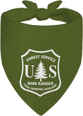 Forest Service Green Dog Bandana, Funny Puppy Scarf Photo Prop for Forest Outdoor Adventure Hiking Camping Mountain Nature, Funny Spring Summer Pet Bandana Accessory, Gifts for Ranger