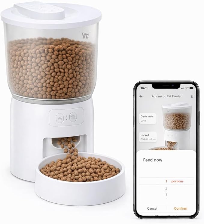 Smart Pet Feeder for Cats and Dogs – 3L Automatic Food Dispenser with App Control, 2.4GHz WiFi Timed & Portion Control 10 Meals/Day Dual Power Supply Airtight Lid – Ideal for Small Pets Indoor
