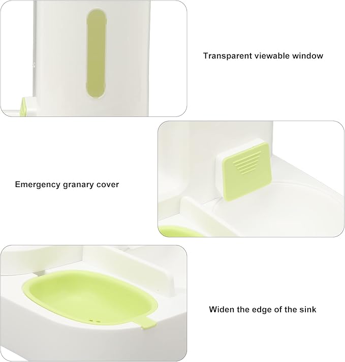 Fydun Pet Cat Waterer Food Feeder with 2.2L Food Container Dog 1L Automatic Water Dispenser Food Feeder Green for Families (Green)