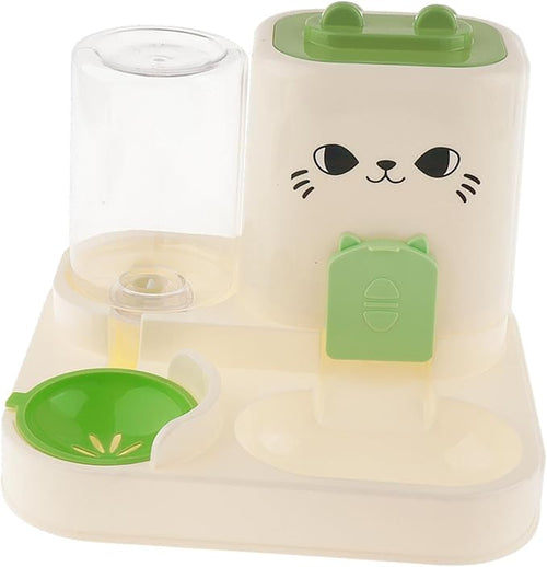 2 in 1 Automatic Pet Feeder and Water Dispenser, 1800ml Dry Food 800ml Water Capacity, Portable Cat Dog Food Bowl for Small Animals- Green