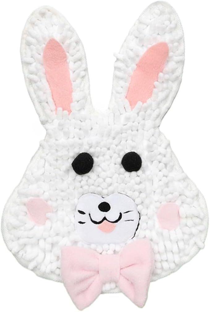 Fluffy Animal Face Snuffle Mat for Pets Interactive Nose Work Toy for Rabbits Hamsters Chinchillas and Dogs (V7)