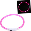 Rechargeable Led Dog Collar USB Luminous Flashing Pet Collar for Night Safety Light Modes Pink Evening Walks and Visibility