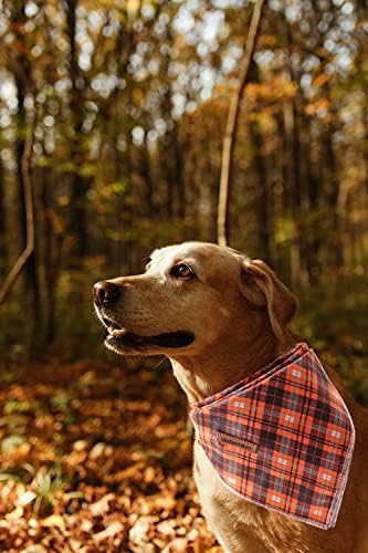 Lionheart glory Fall Dog Bandana 1 Pack Washable Soft Cotton Halloween Bibs Scarf, Adjustable Kerchief Square Dog Bandanas for Small Dogs