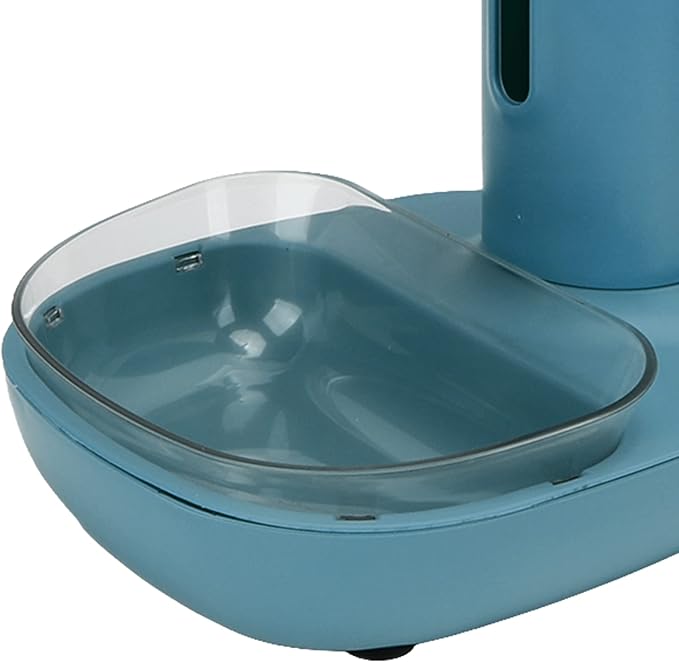 Pet Standing Water Dispenser Bowl Automatic Adjustable Height Detachable Non Slip Design Material for Dogs Cats Home Use 680ml Capacity (Blue)
