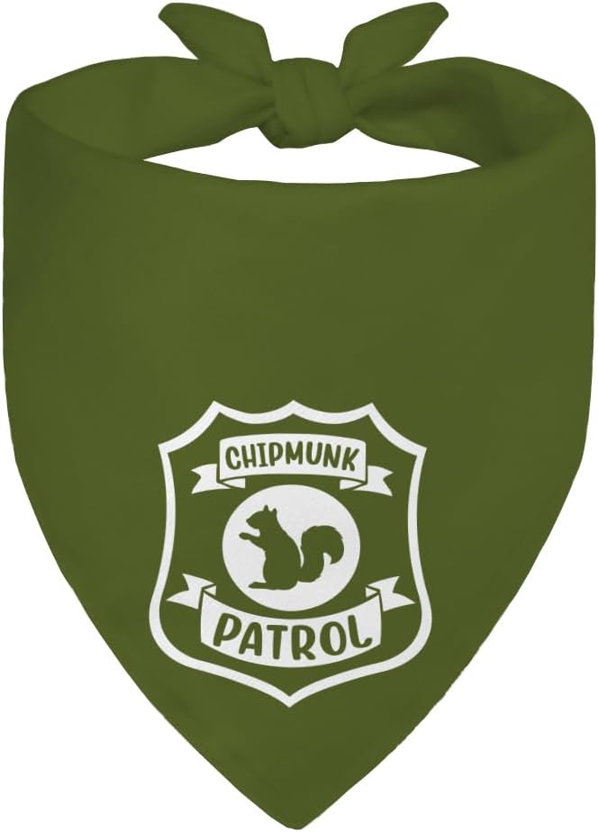 Chipmunk Patrol Green Dog Bandana, Chipmunk Themed Pet Scarf Photo Prop for Outdoor Adventure Hiking Camping Mountain, Christmas Birthday Gifts for Puppy Mom Dad Lover, Gifts for Ranger