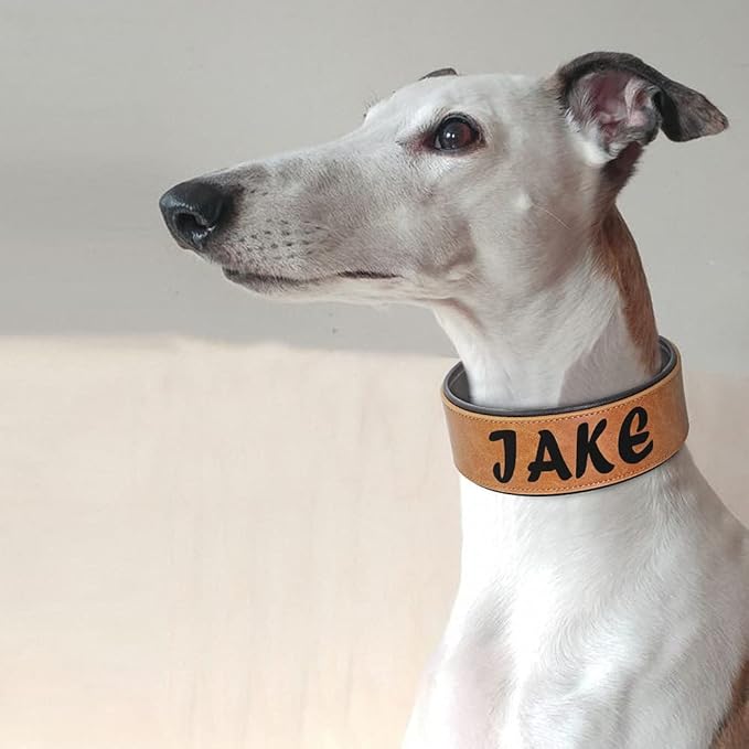 Custom Large Dog Collar Wide Leather Personalized Collars Medium Large Dog Pet Collars Customized for Dogs Printed Name ID Coffee XXL