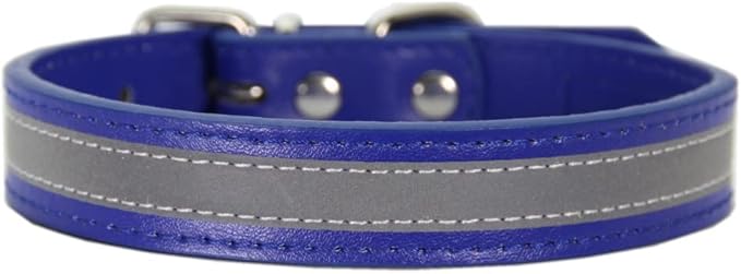 Anti lost Leather Luminous Collar Pet Collar Reflective Belt Pet Accessories 2pcs dark Blue XS 1.5cm*30cm Neck 19cm 27cm