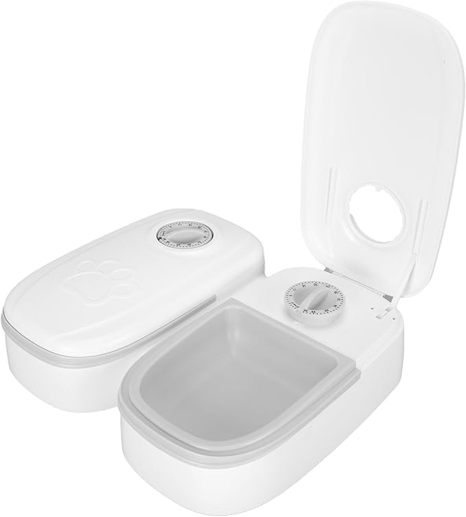 2 Meal Automatic Pet Feeder, Automatic Dog Feeder, Programmable Electronic Timed Dog and Cat Food Dispenser, Dry or Semi Moist Pet Food Dispenser for Cats and Small Dogs (Gray)