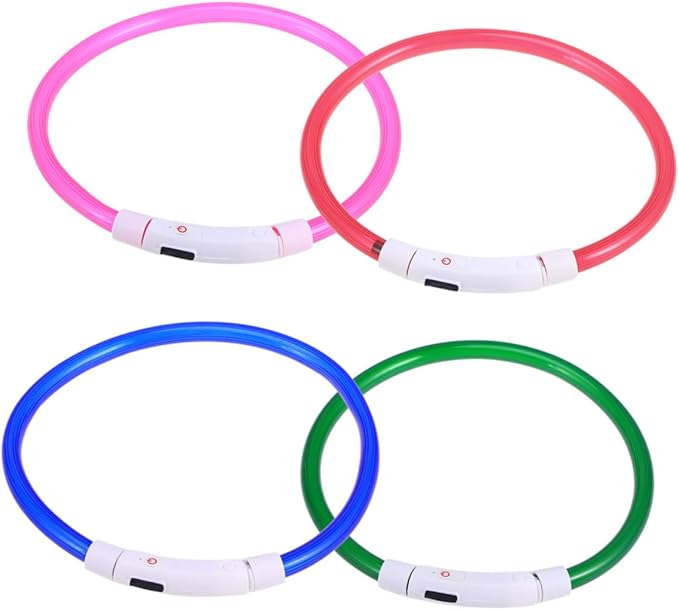 KESYOO LED Dog Collar USB Rechargeable Glowing Silicone PET Collar 50cm Waterproof Fiber for Night Safety