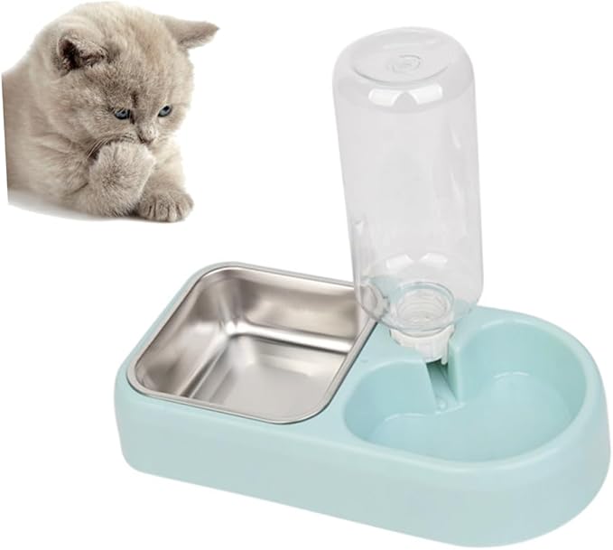 SUPVOX Double Pet Water Feeder Automatic Drinking Tool for Dogs and Cats Blue Unique Design Smooth Surface Safe and Eco-Friendly Pet Supplies