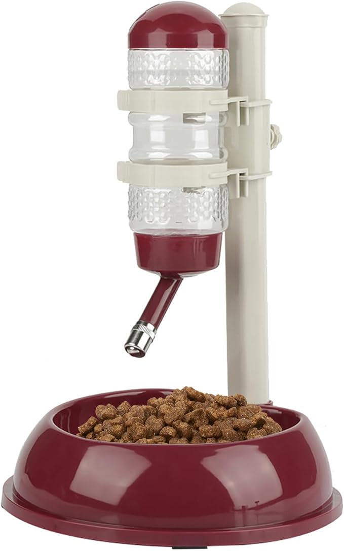 Adjustable No Drip Pet Water Dispenser - Portable Dog & Cat Water Bottle Stand (Brown)
