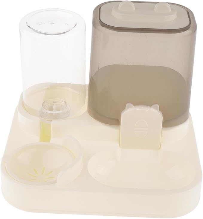 2 in 1 Automatic Pet Feeder and Water Dispenser, 1800ml Dry Food 800ml Water Capacity, Portable Cat Dog Food Bowl for Small Animals- Clear