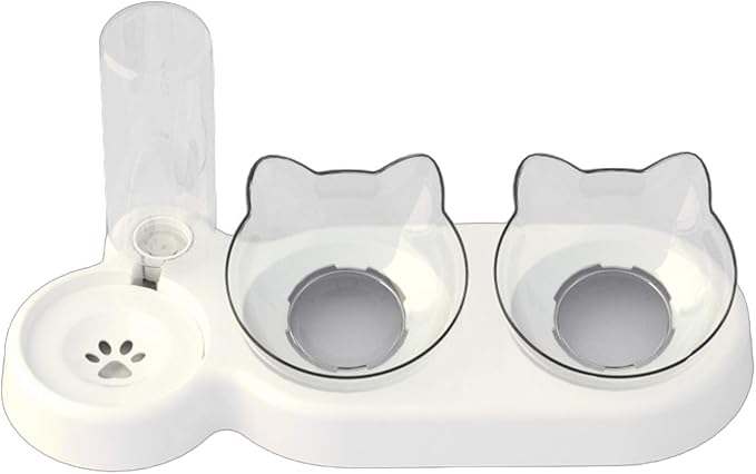 Innovative Pet Automatic Water Dispenser with Double Bowls for Feeding and Drinking Clear Bowl for Cats and Dogs
