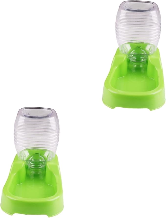 FRCOLOR 2pcs Pet Water Feeder Bowl Creative Dog Water Dispenser Unique Design for Home and Pet Shops Smooth Easy to Green