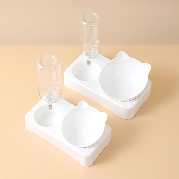 2 in 1 Practical Dog Water Food Bowl Dispenser for Pet Cats Lovely Dog Feeder Raised Food Container Bowl Automatic Fountain for Dogs