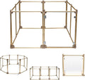 Front Row Foldable Dog Playpen – Durable and Portable Puppy Playpen for Exercise, Rest & Play – Clear Fence Panels with Aluminum Rods and Crate for Dogs and Other Small Pets (Gold, 8-Panel)