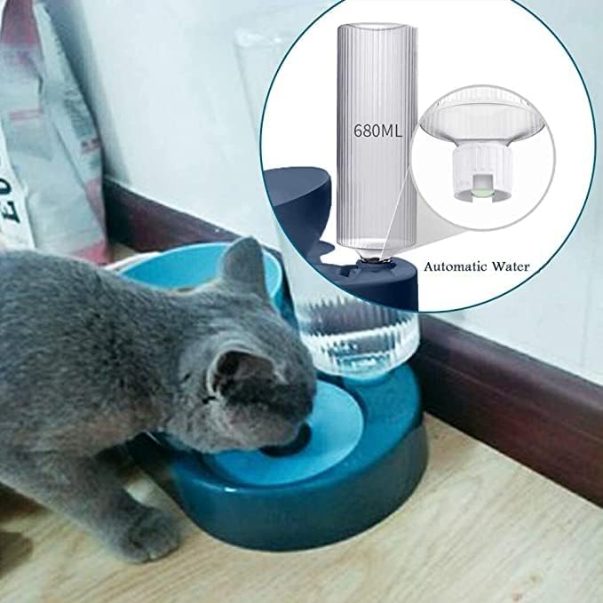 Double Dog Cat Polypropylene Bowls Water & Food Bowl Set Detachable Cat Shape Bowl Automatic Water Dispenser Bottle Pet Feeder for Dogs, Cats,Puppy, Kitten, Rabbit