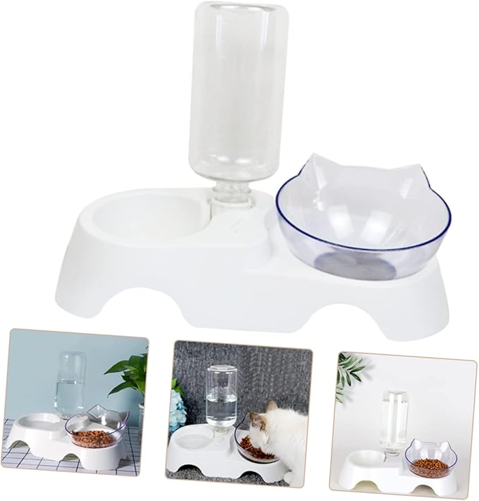 balacoo Automatic Water Feeder for Cats and Dogs Inclined Pet Food and Water Bowl with Automatic Dispenser Convenient and Stable Design for Small Medium Pets Easy to Clean Material Feeding