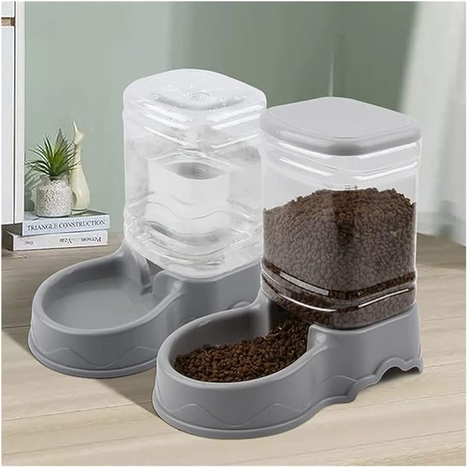 Gravity Pet Food Feeder And Water Dispensers Set Dog Water Bowl And Automatic Cat Food Dispenser For Small Medium Large Cat Dog Pet water dispenser (Color : Pink) (Grey)