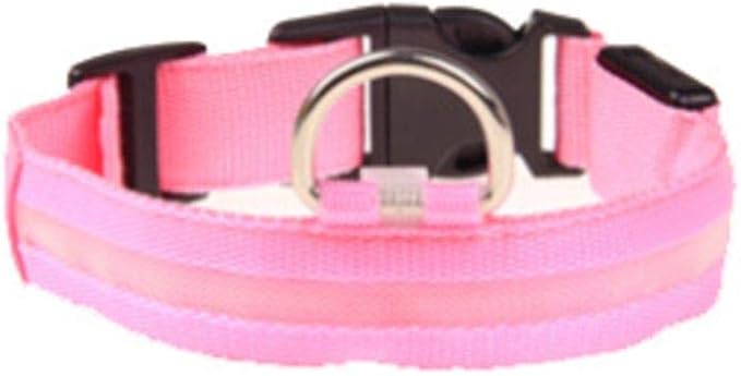LED Dog Collar USB Rechargeable Safety Dog Collar with Water Resistant Flashing Light 7 Colors Changeable Pet Collar Nylon Webbing Reflective Light Up Collars for Dogs