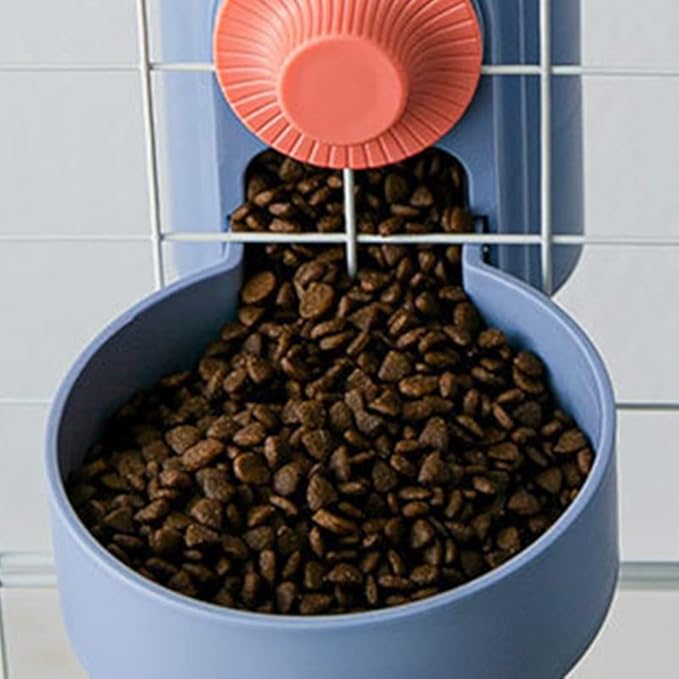 Automatic Feeder and Drinker,Cage Hanging System for Small Pets PP Safety Material Suitable for Cats Dogs Rabbits and Other Pets (Haze Blue)