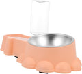 NUOBESTY Automatic Stainless Steel Dog Feeder Bowl with Water Dispenser Break-Resistant Pet Food and Water Container for Busy Pet Owners Multifunctional Lightweight Design in Orange Pink