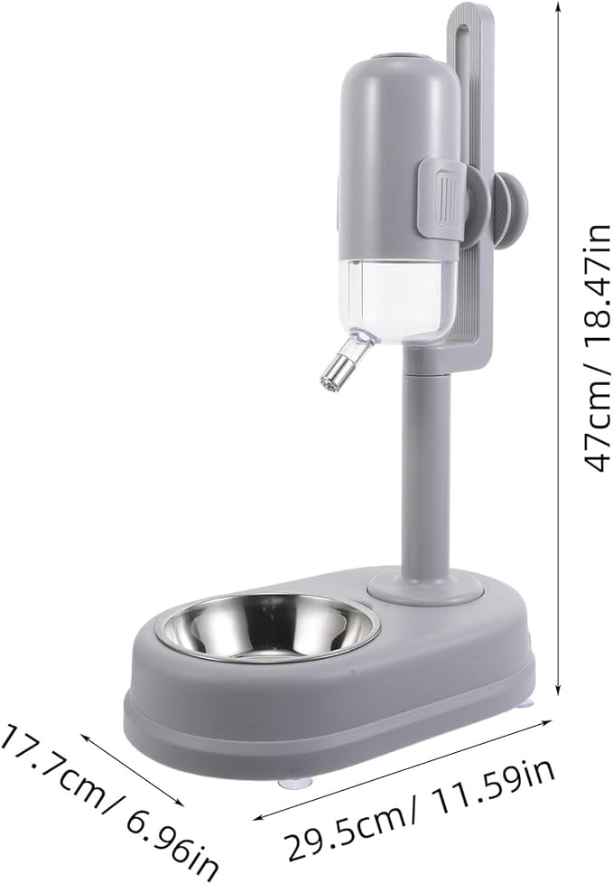 KESYOO Double Bowl Pet Feeder and Waterer Stainless Steel Bowls, Automatic Rolling Ball Water Dispenser for Cats and Dogs, Space-Saving Design Suitable for Indoor Puppy and Kitten Feeding