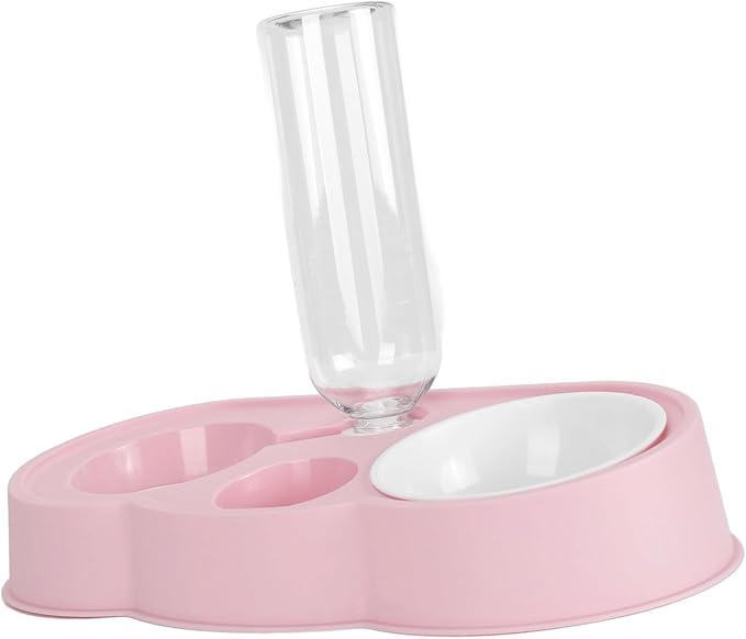 Puppy Water Dispenser, Cat Food and Water Dispenser Set Water Dispenser Bottle Double Automatic Cat Feeder Pet Feeder for Small or Medium Size Dogs Cats Puppy Kitten Rabbit
