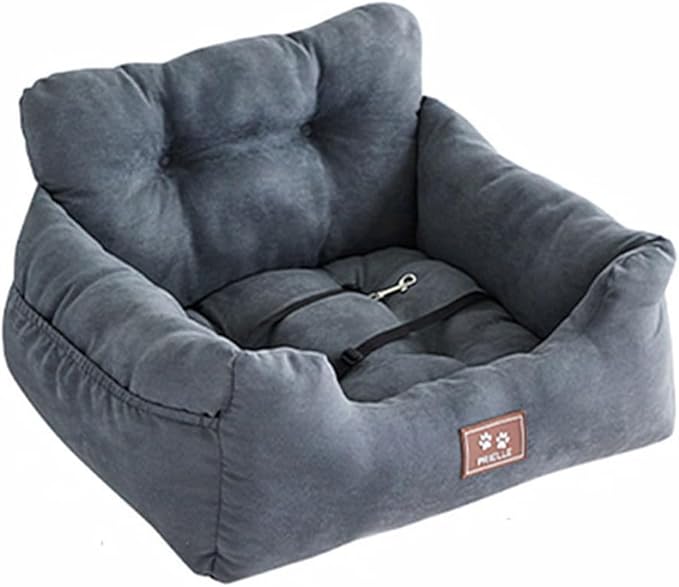 Dog Car Seat for Small Dogs,Soft Pet Car Travel Bedwith Safety Belt and Straps,Waterproof Dog Booster Seat with Storage Pockets,Small Dog Owner Gift,A