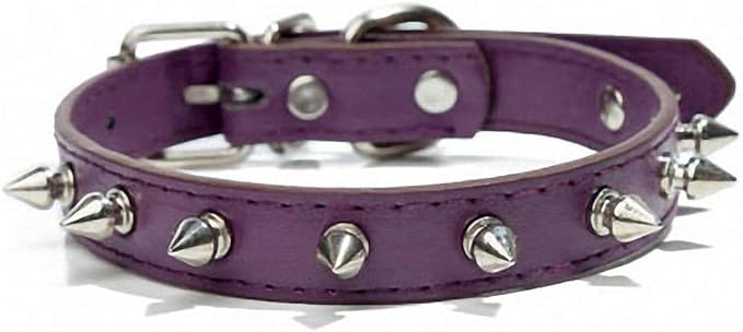 PU Leather Durable Pet Dog Necklace Collar Fashion Bullet Puppy Dog Cat Chihuahua Yorkie Dog Collar Leash Accessories (S-XL) 10A Purple L