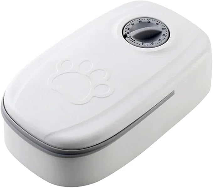 Automatic Pet Feeder with Timer - Large Capacity Electric Dog & Cat Food Feeder with Double Dish Bowl(Single Grey)