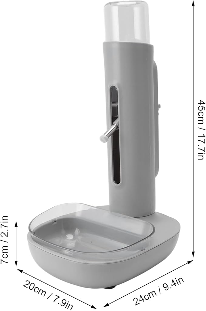 Pet Water Dispenser with a Food Bowl, Height Water Dispenser 480ml Bottle Automatic Standing Drinking Machine for Cat Dog