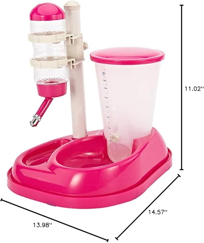 Pet Water Bottle Feeding Bowl Dog Automatic Feeder Food Water Dispenser for Dogs and Cats (Rose Red)