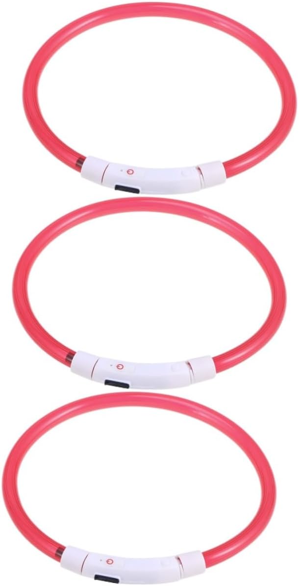 FRCOLOR 3pcs Led Glowing Dog Collar USB Rechargeable Pet Collar for Night Safety -Saving Flexible Shapes