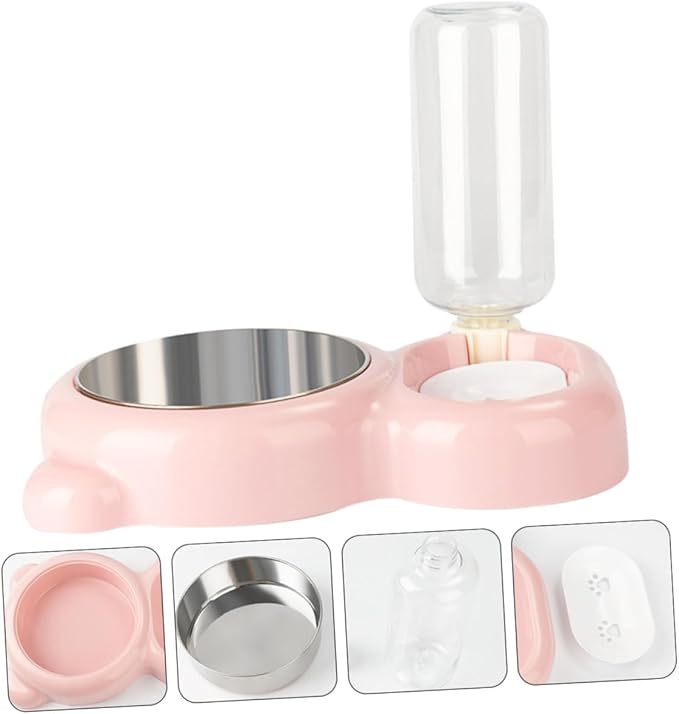 HANABASS Pet Feeder Bowl Stainless Steel Dual Bowl for Cats and Dogs Easy to Clean Automatic Water Dispenser Dust and Fur Resistant Design Pet Supplies