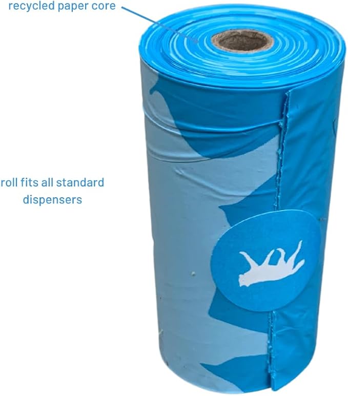 Bio-Based Dog Poop Bags, Unscented, Leak-Proof and Extra Thick Waste Bag Refill Rolls, Cornstarch Blend, 24 Rolls, 360 Bags, Blue