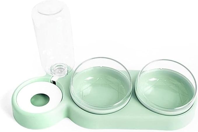 Automatic Pet Water and Food Feeder for Dogs Cats, Dual Bowls with Detachable Stainless Steel, No-Spill Design