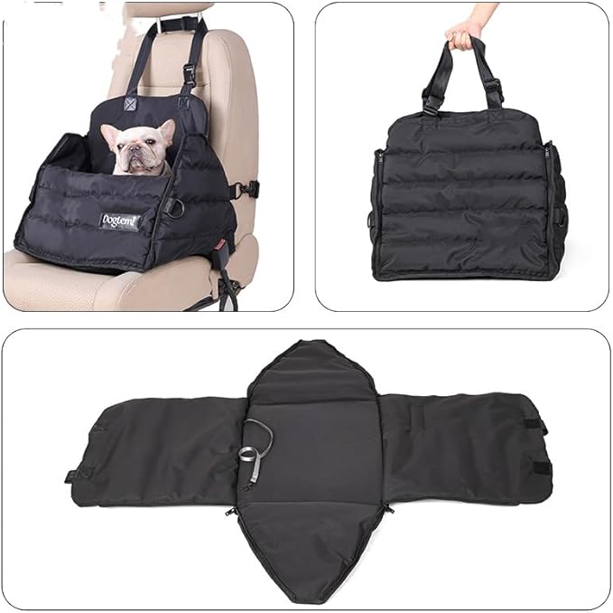 MANON ROSA Dog Car Seat Carrier Bag & Clip-On Convenience Travel Bed & Waterproof Mat A Premium Multi-Use Solution for Small Medium Dogs Cats Puppies
